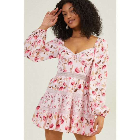 Altar'd State Dresses & Skirts - Altard State Dress S Kate Floral Mini Bustier Corset Bodice Pink Cottagecore NEW